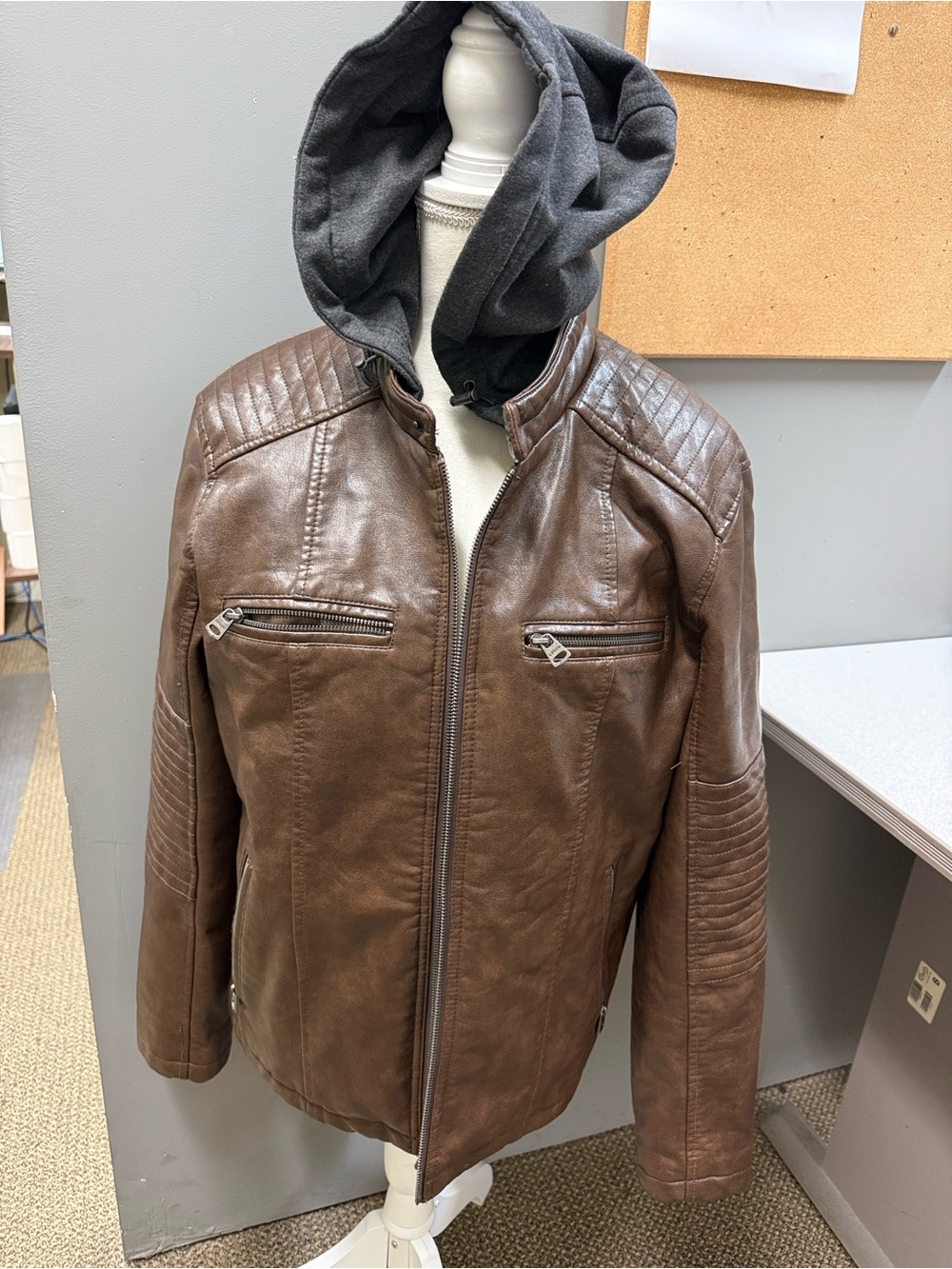 Levi Strauss & Co. Quilted Jacket with Leather Trim - Brown/Gray